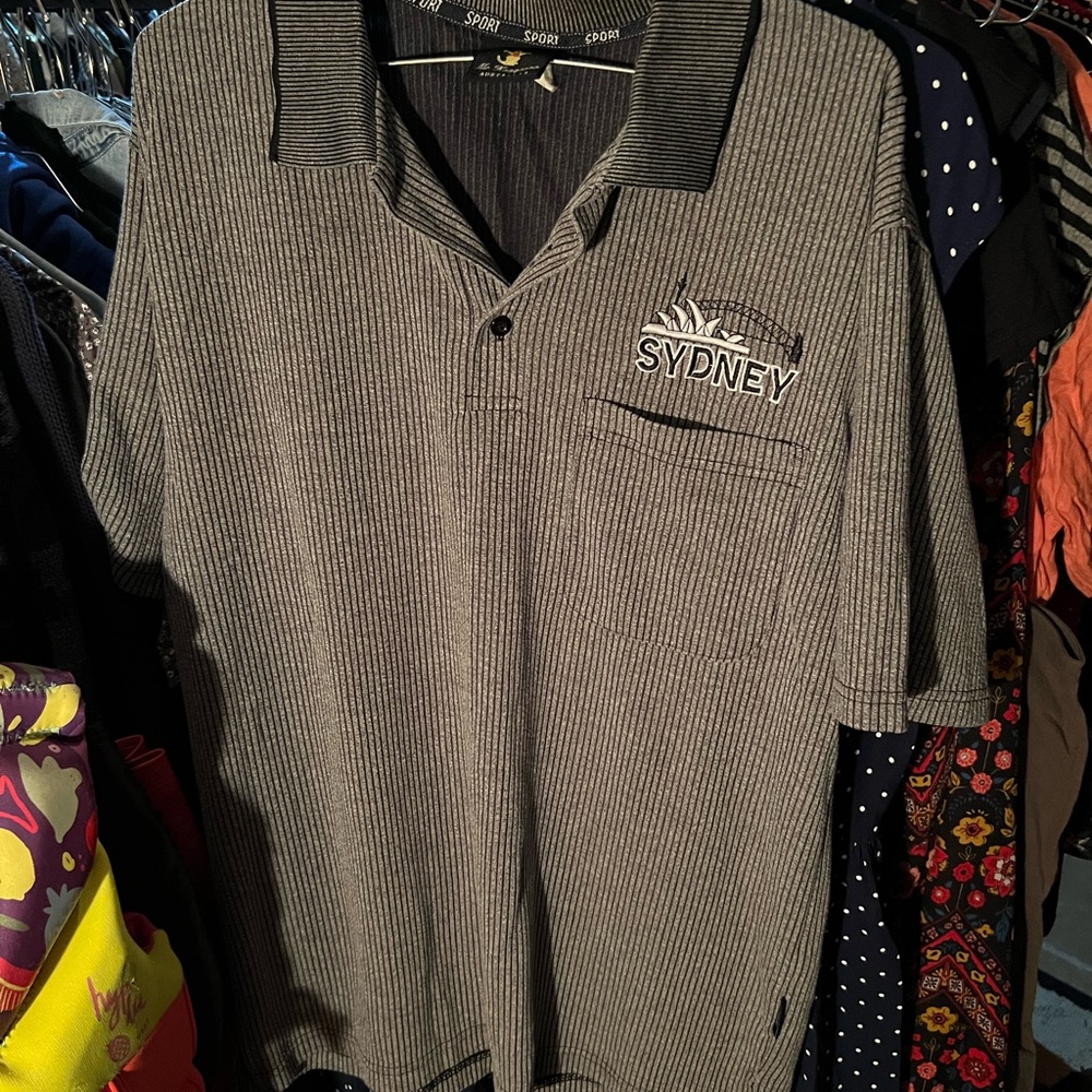 Gray Striped Men's golf Shirt Australia